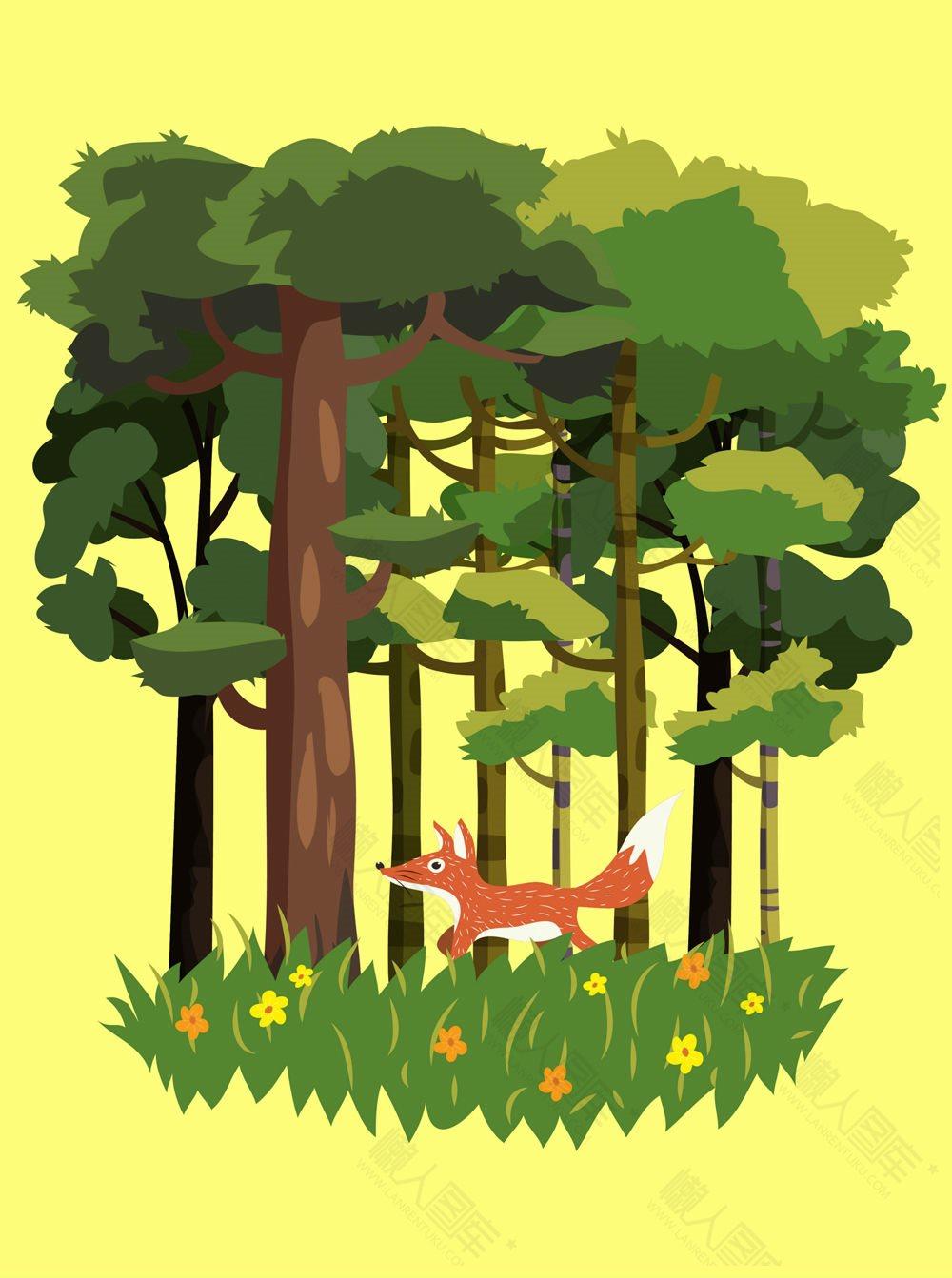 森林狐狸风景图片