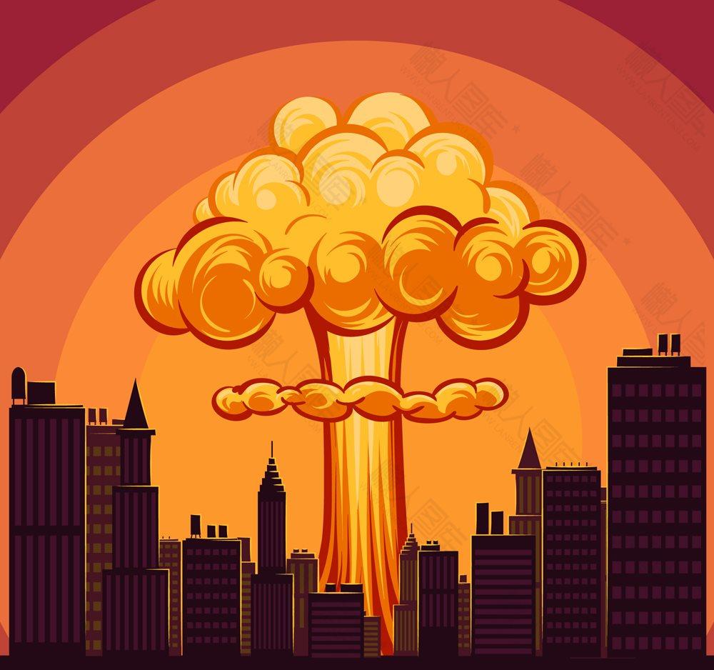 爆炸的蘑菇云矢量图