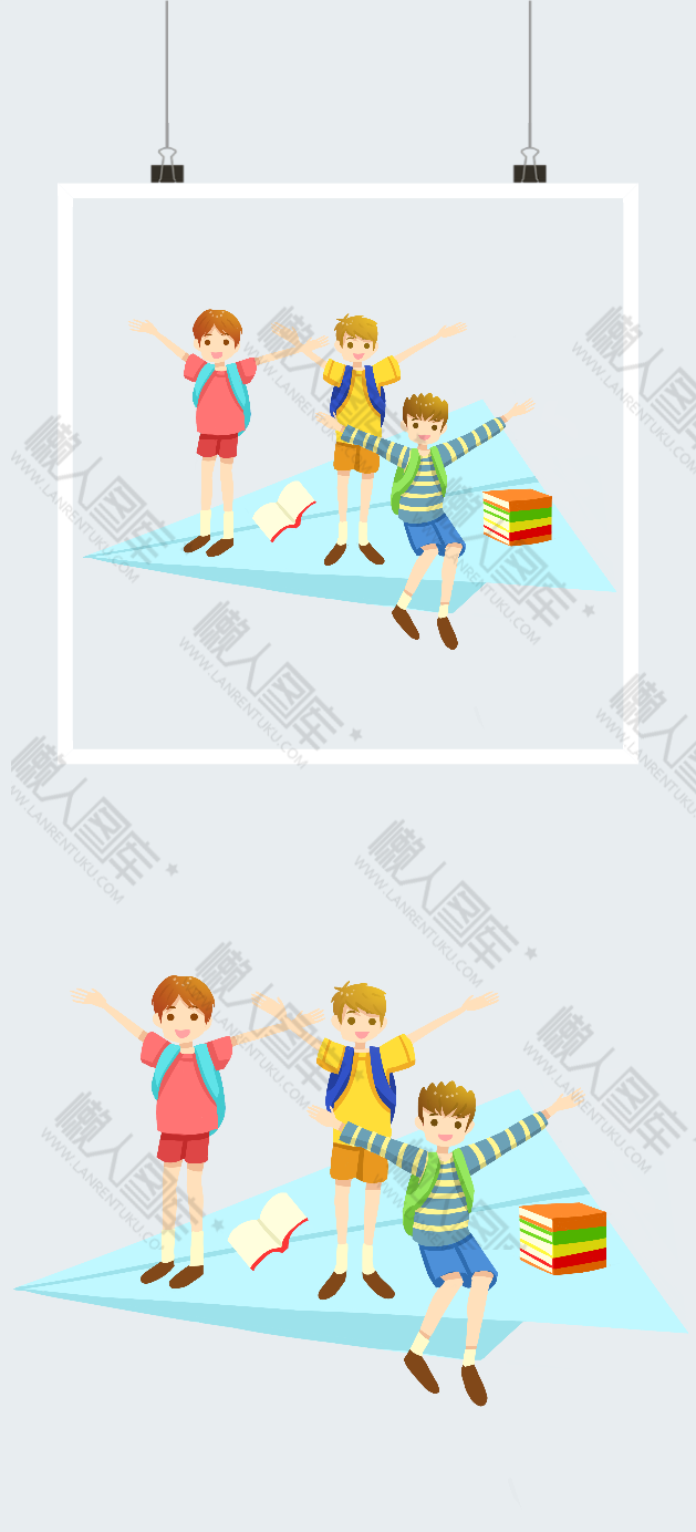 开学季卡通男孩矢量图图2