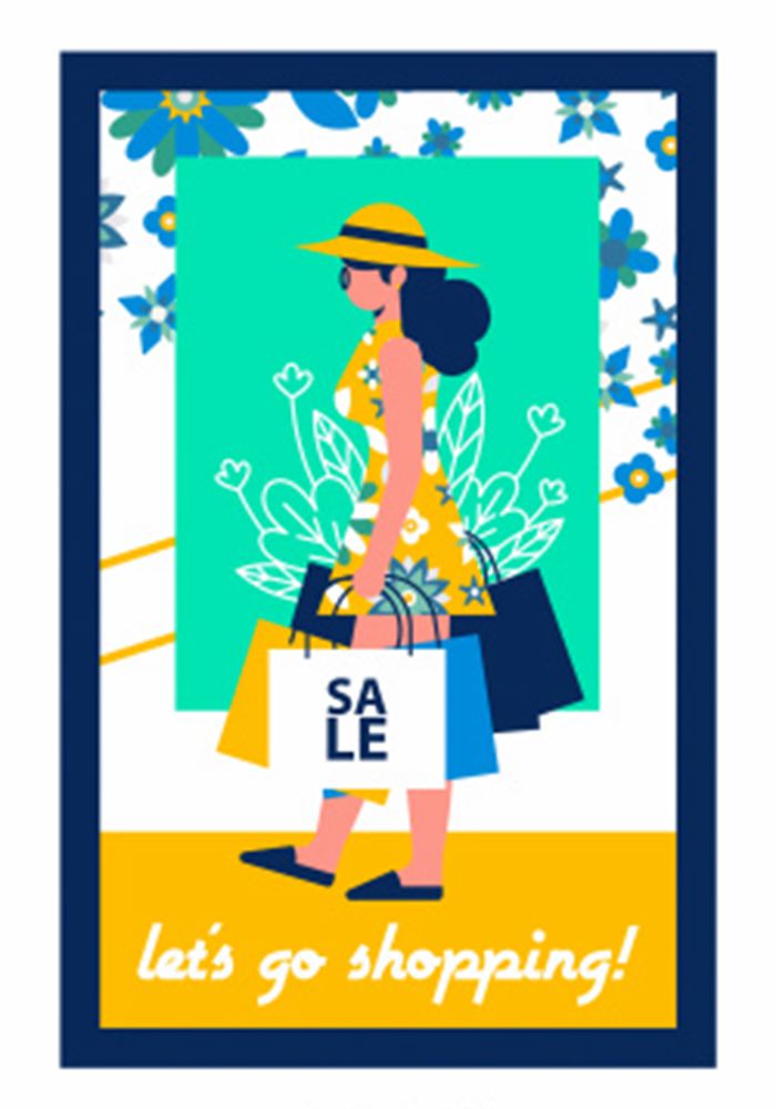 女人购物矢量图图1