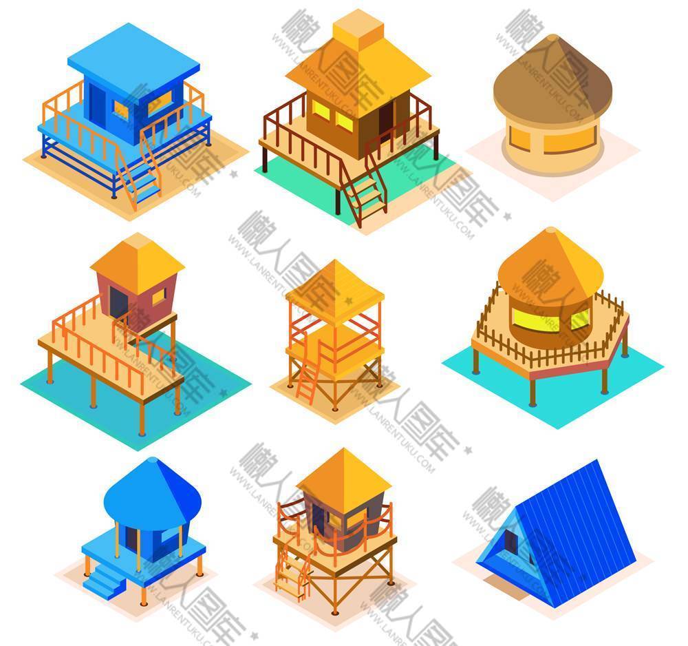 卡通小屋矢量图图1