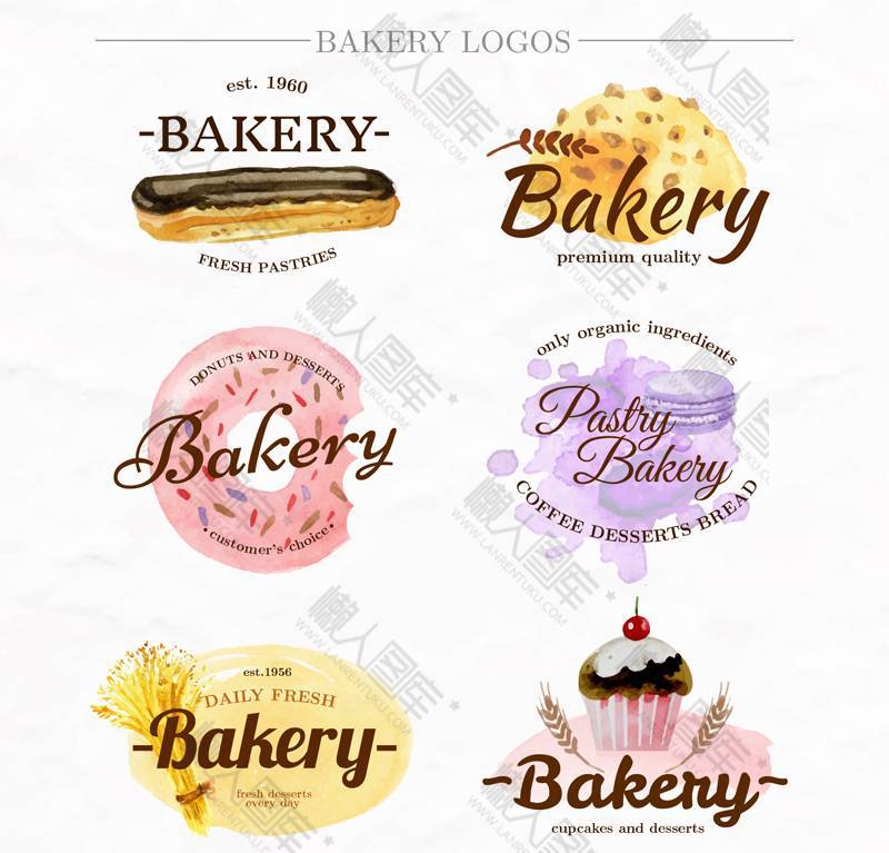 彩绘面包店logo矢量图