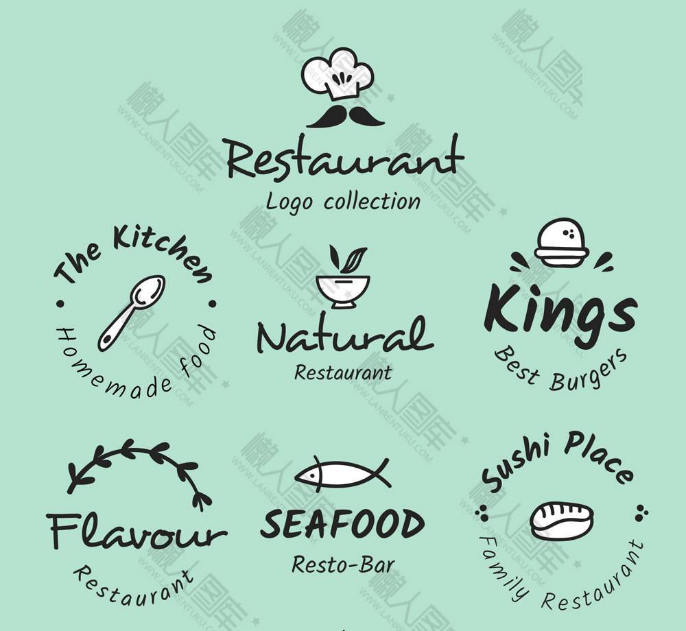 卡通手绘餐馆logo设计矢量图