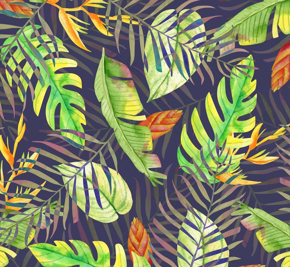 手绘热带树叶背景图片
