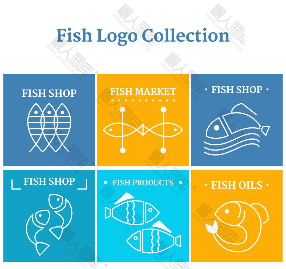 抽象化鱼类标志矢量图