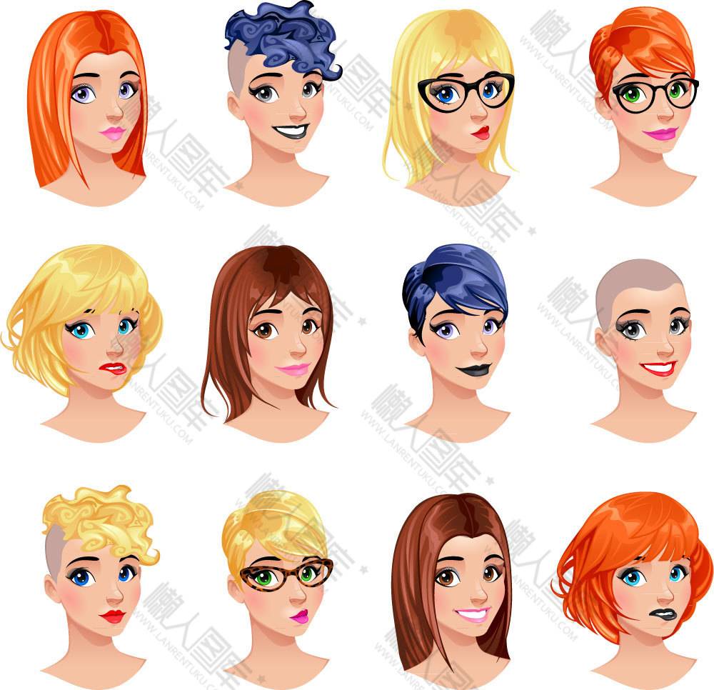 女子头像矢量图图1