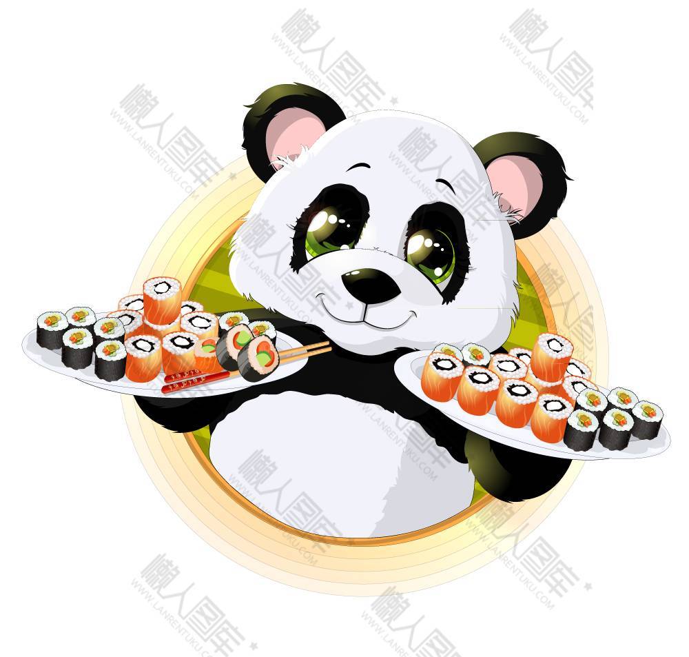 熊猫端寿司矢量图