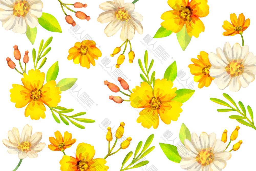彩绘黄色花卉背景图