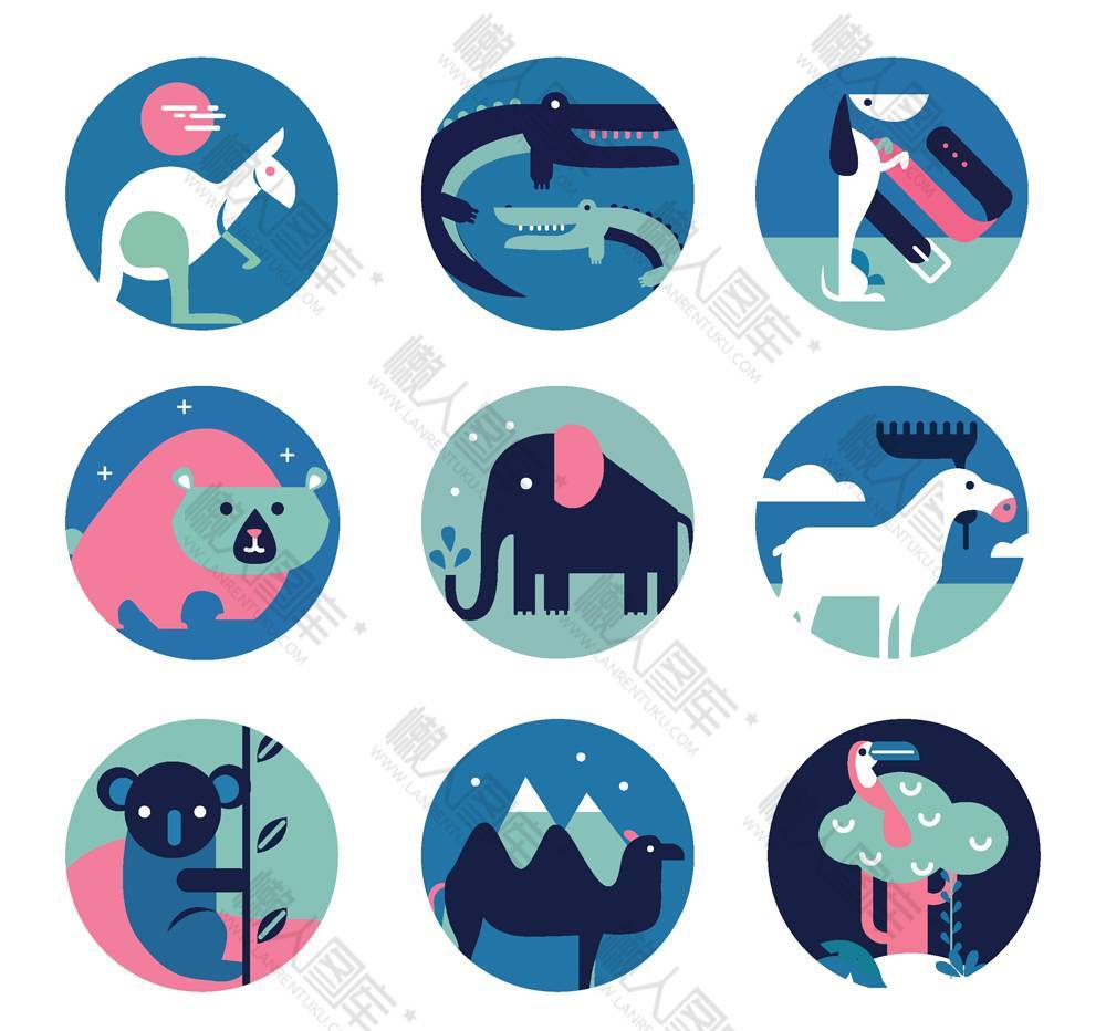 9款抽象创意野生动物图标矢量素材