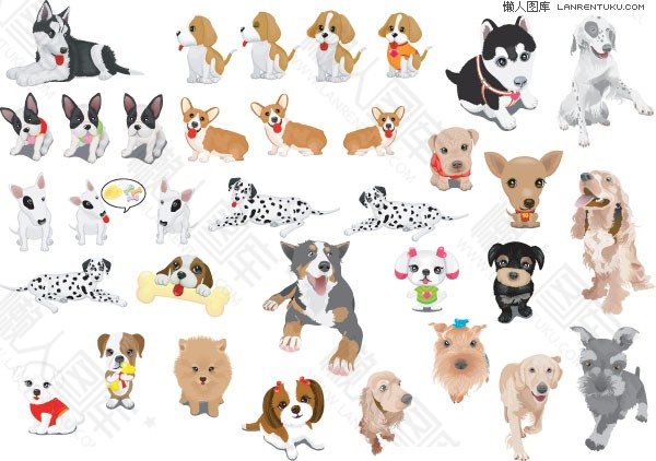 30种宠物狗矢量图