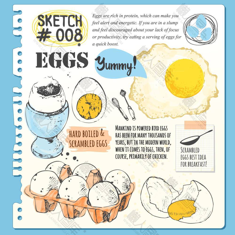 手绘鸡蛋料理矢量图