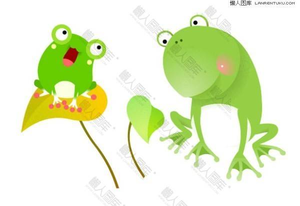 可爱卡通绿色青蛙矢量素材