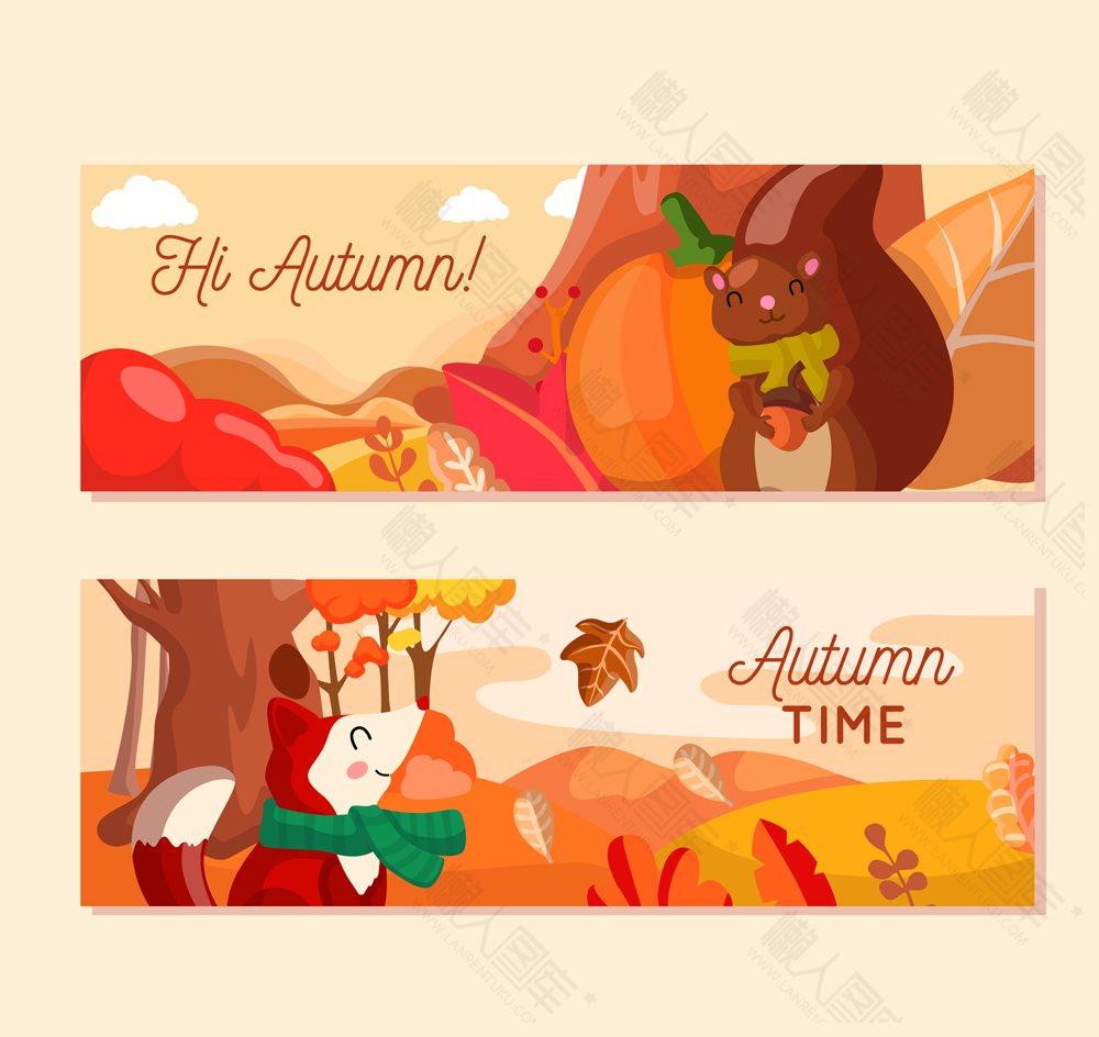 秋季动物banner设计