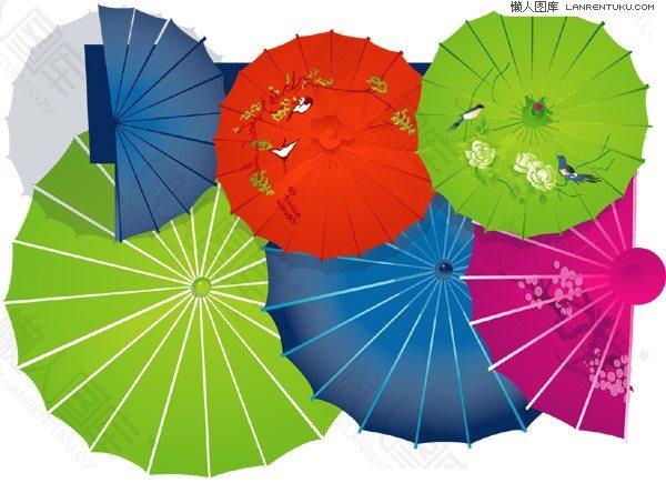 传统油纸伞矢量图