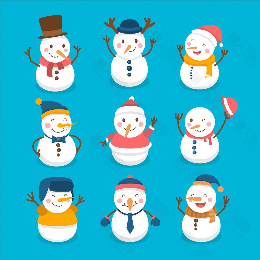 笑脸雪人矢量图图1