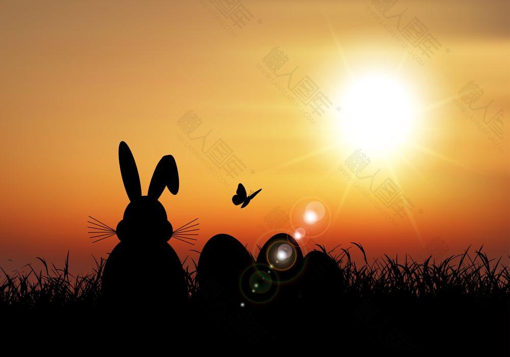 复活节兔子彩蛋矢量图