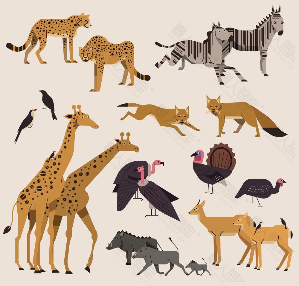 非洲野生动物矢量图