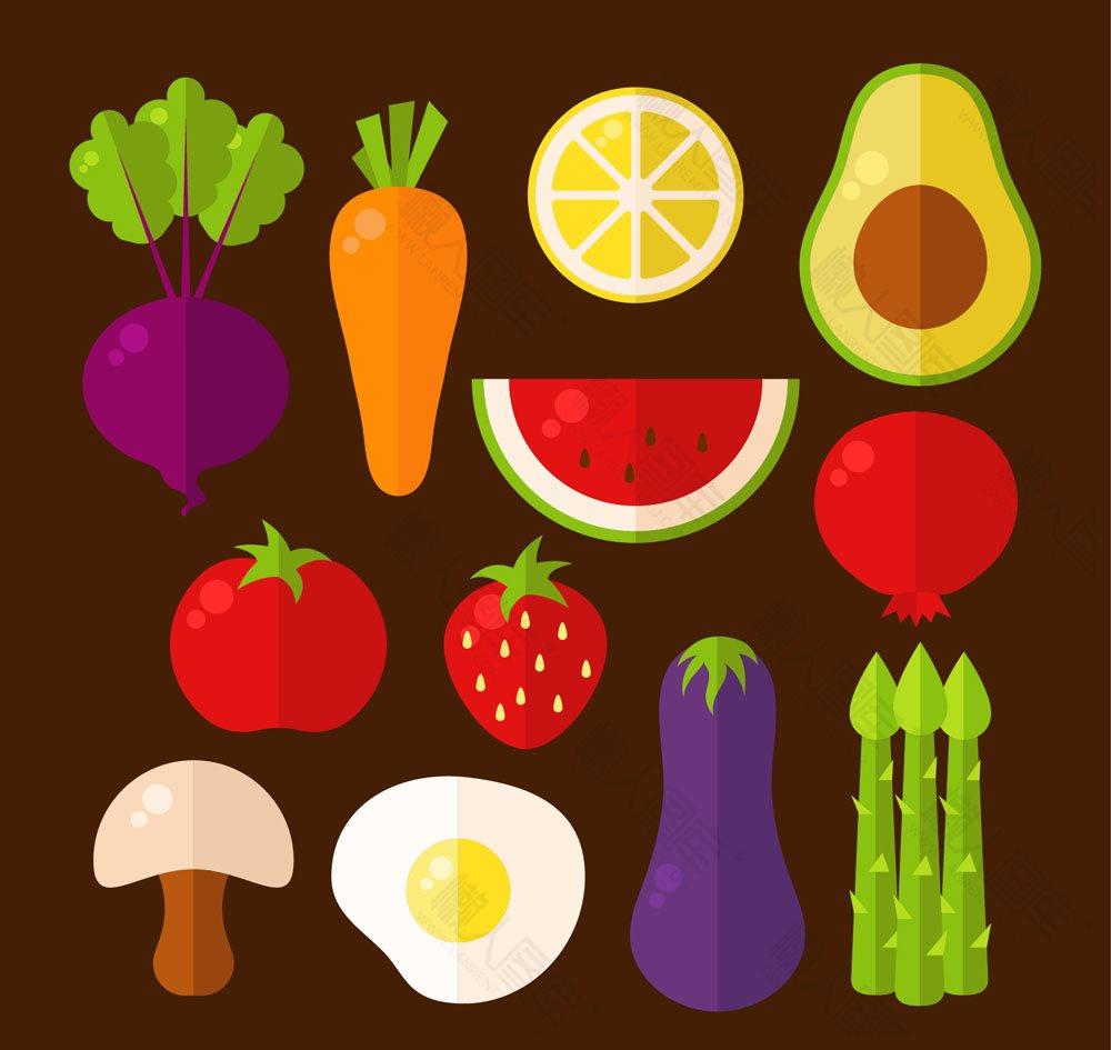 扁平化蔬菜水果插画