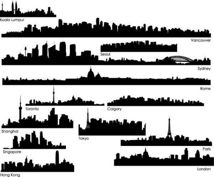 全球著名建筑剪影矢量图