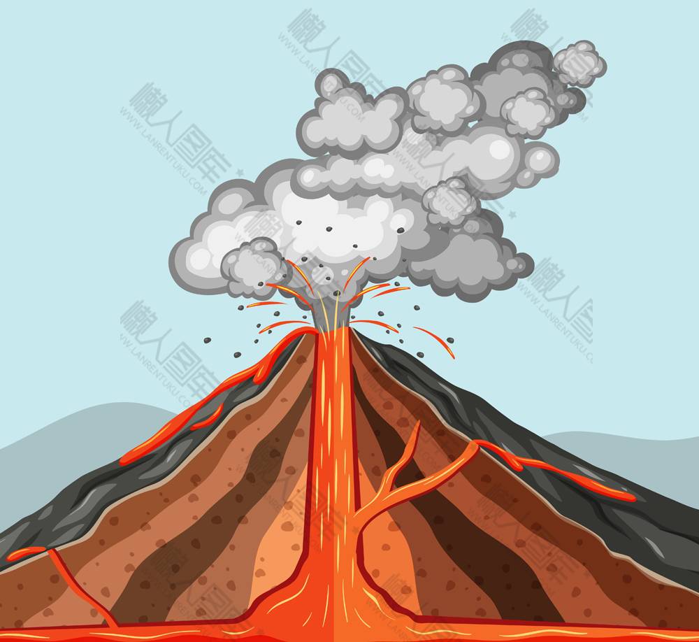 火山喷发矢量图