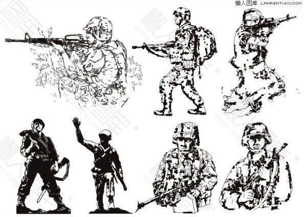 勇敢的士兵手绘插画