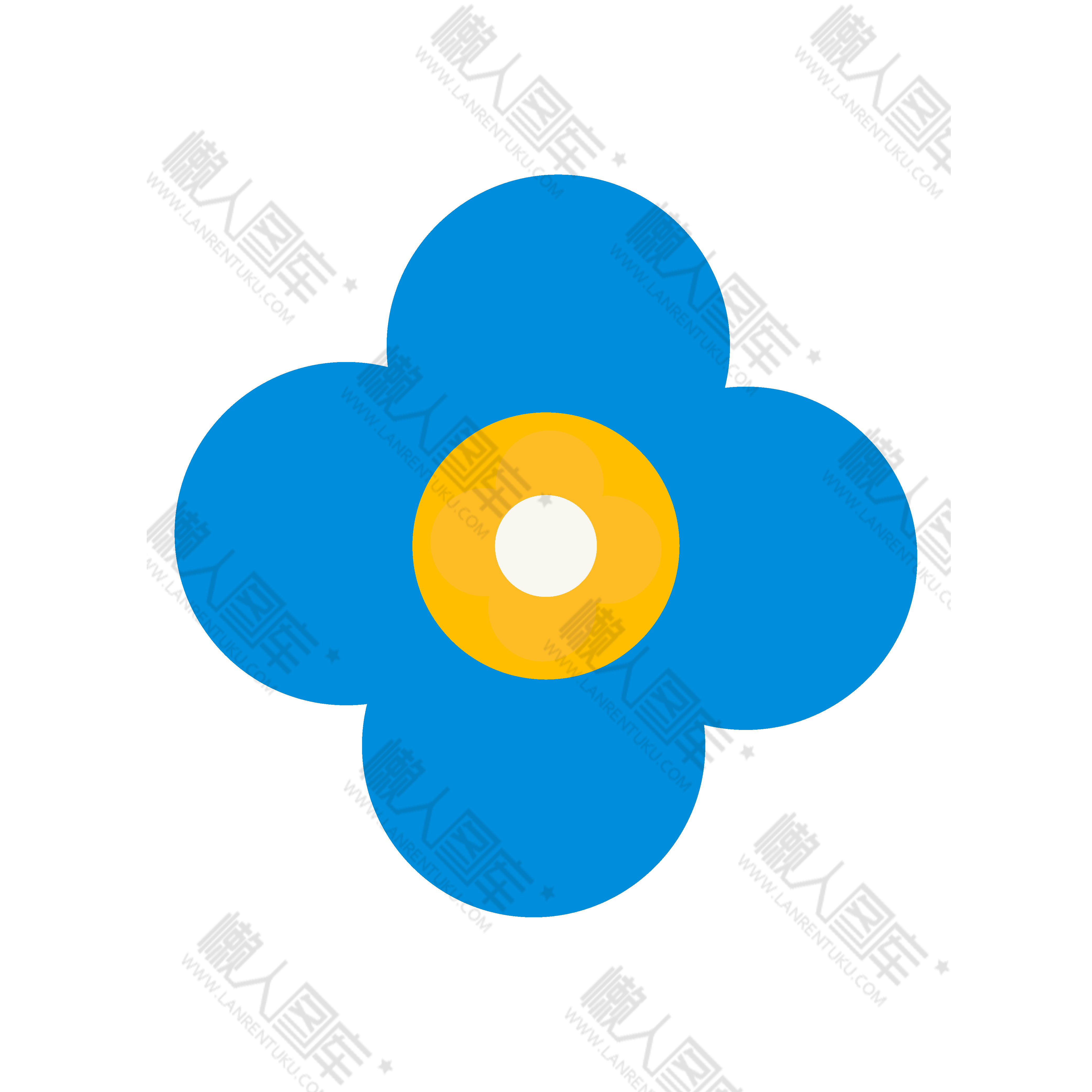 蓝色花朵矢量图图1