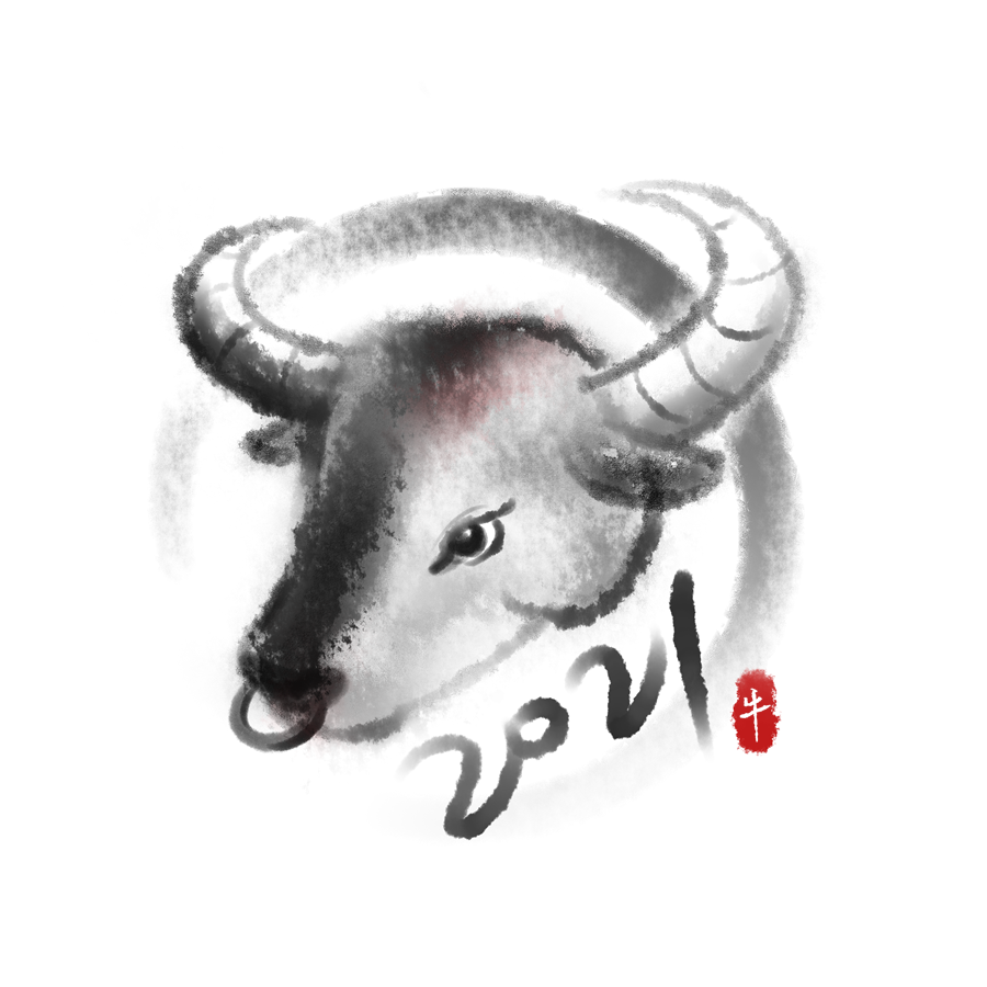 水墨风牛头图片图1