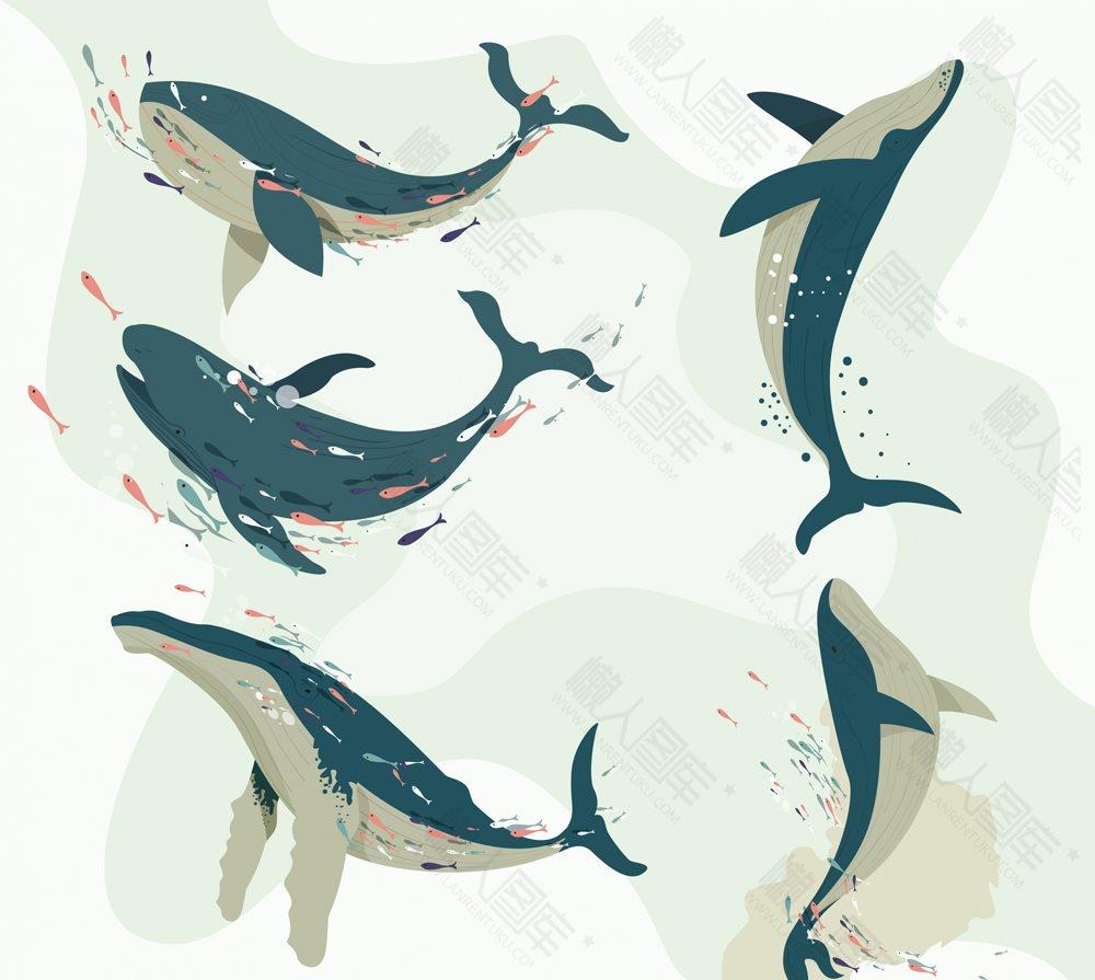 海洋鲸鱼手绘图片