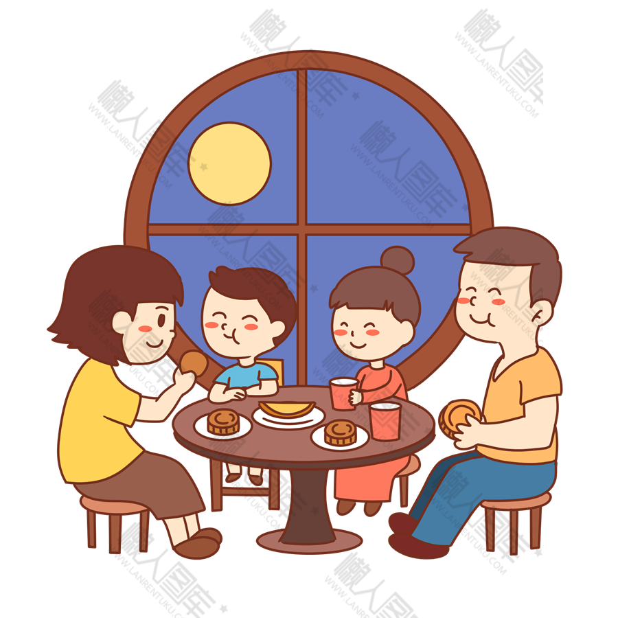 中秋节一家人团圆插画图1