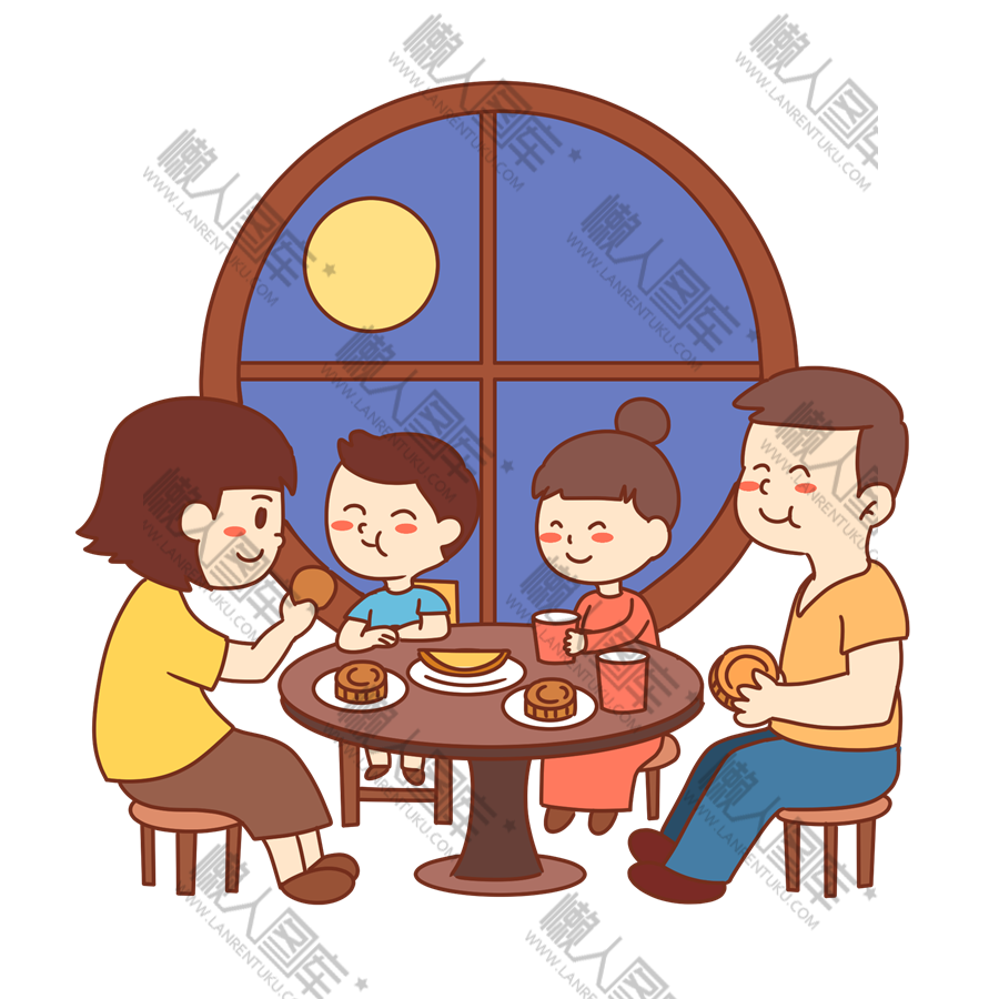 中秋节阖家团圆插画图片