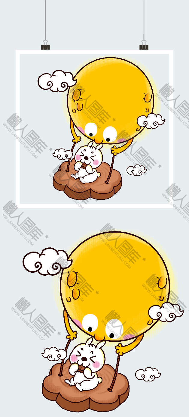 中秋玉兔月饼插画