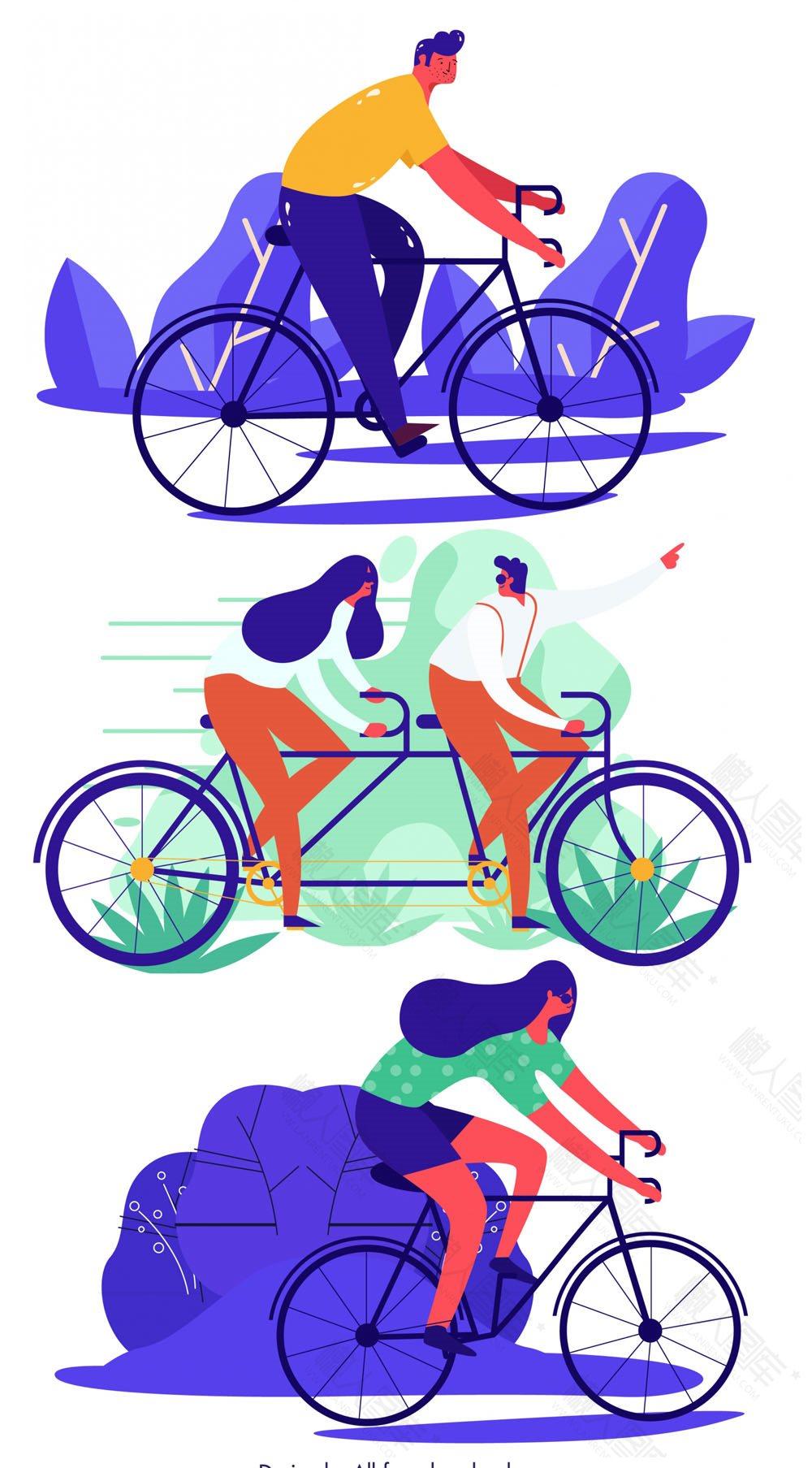 骑单车人物矢量图片