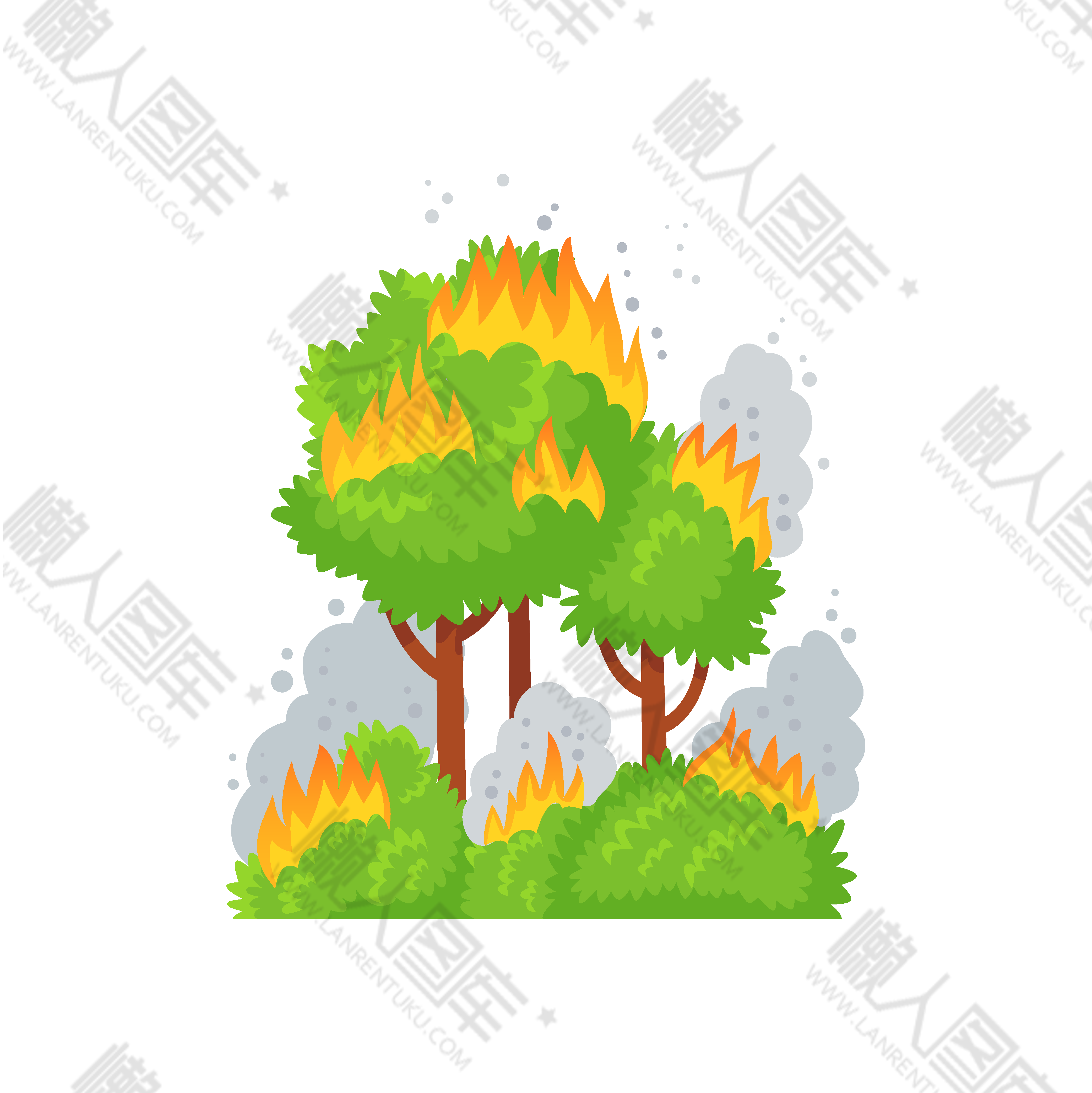 着火的树林简笔画图片