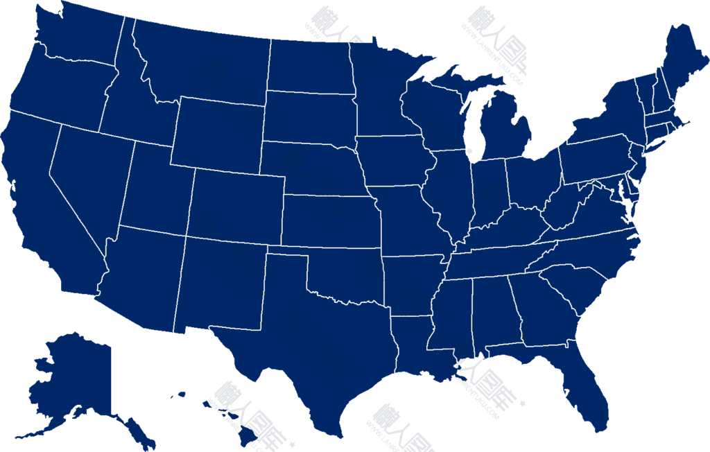 蓝色美国地图