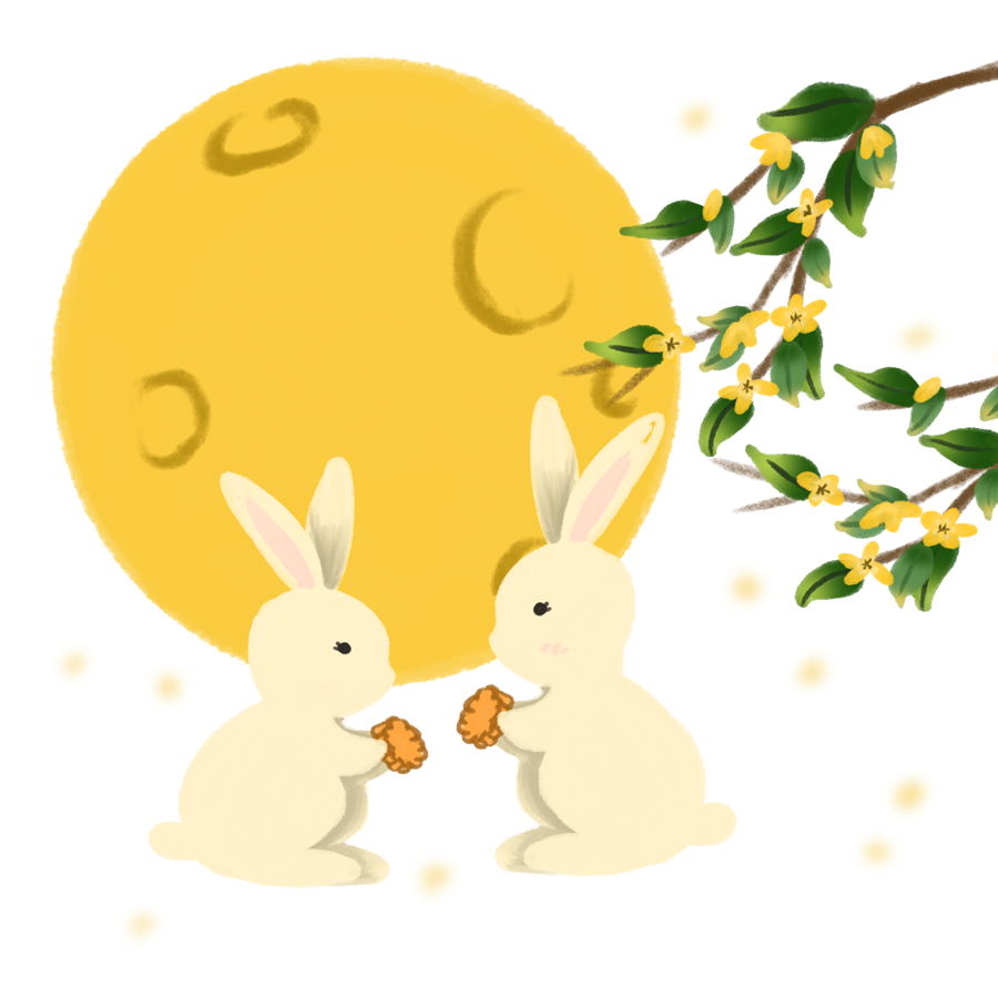 中秋月亮兔子插画