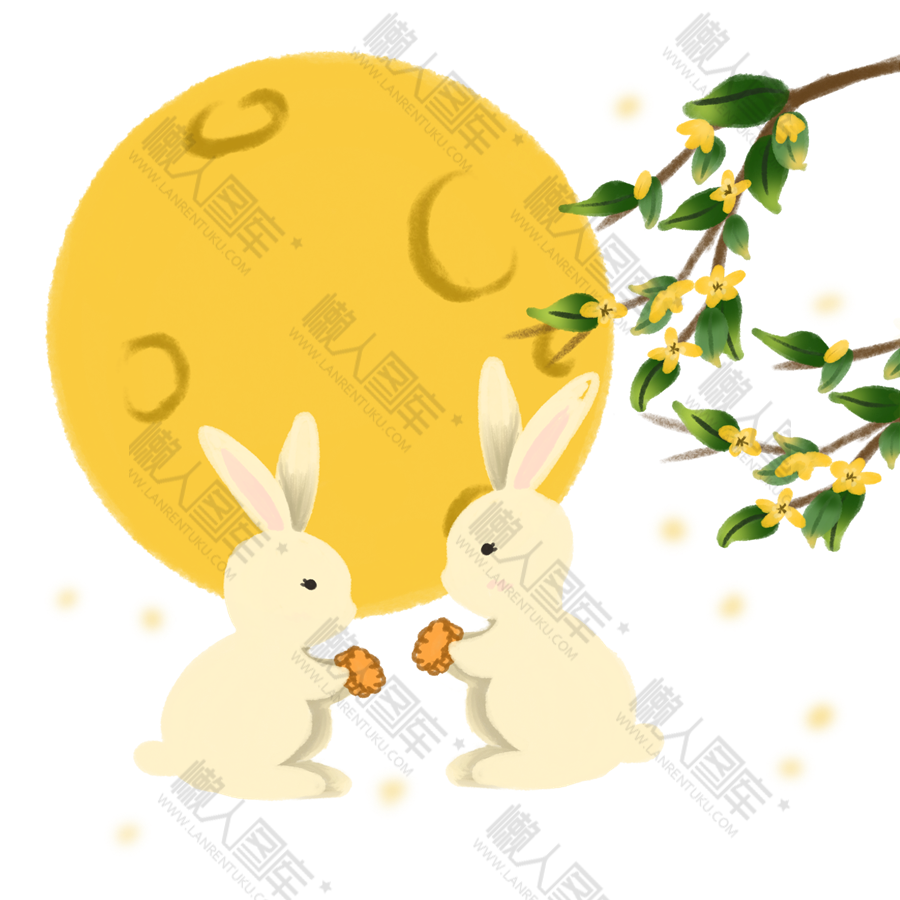 卡通兔子月亮