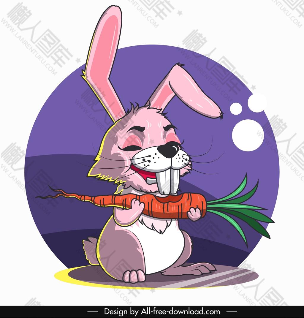 兔子吃胡萝卜插画