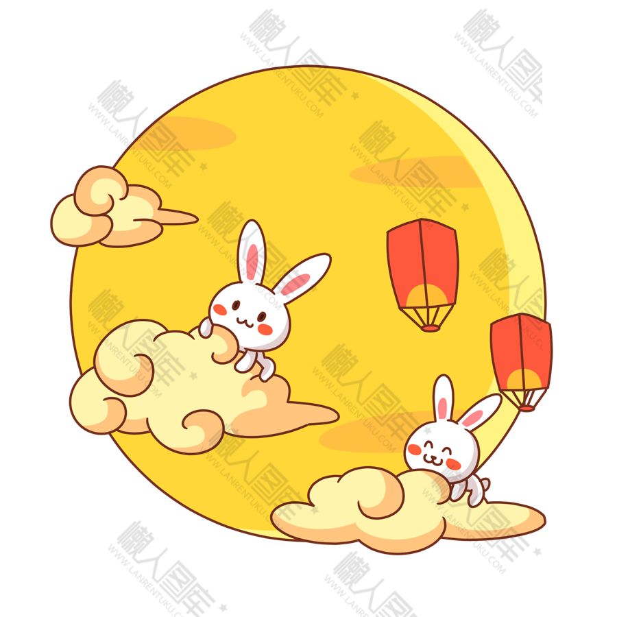 古风中秋兔子插画