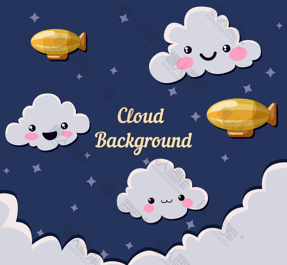 天空云朵插画背景图片