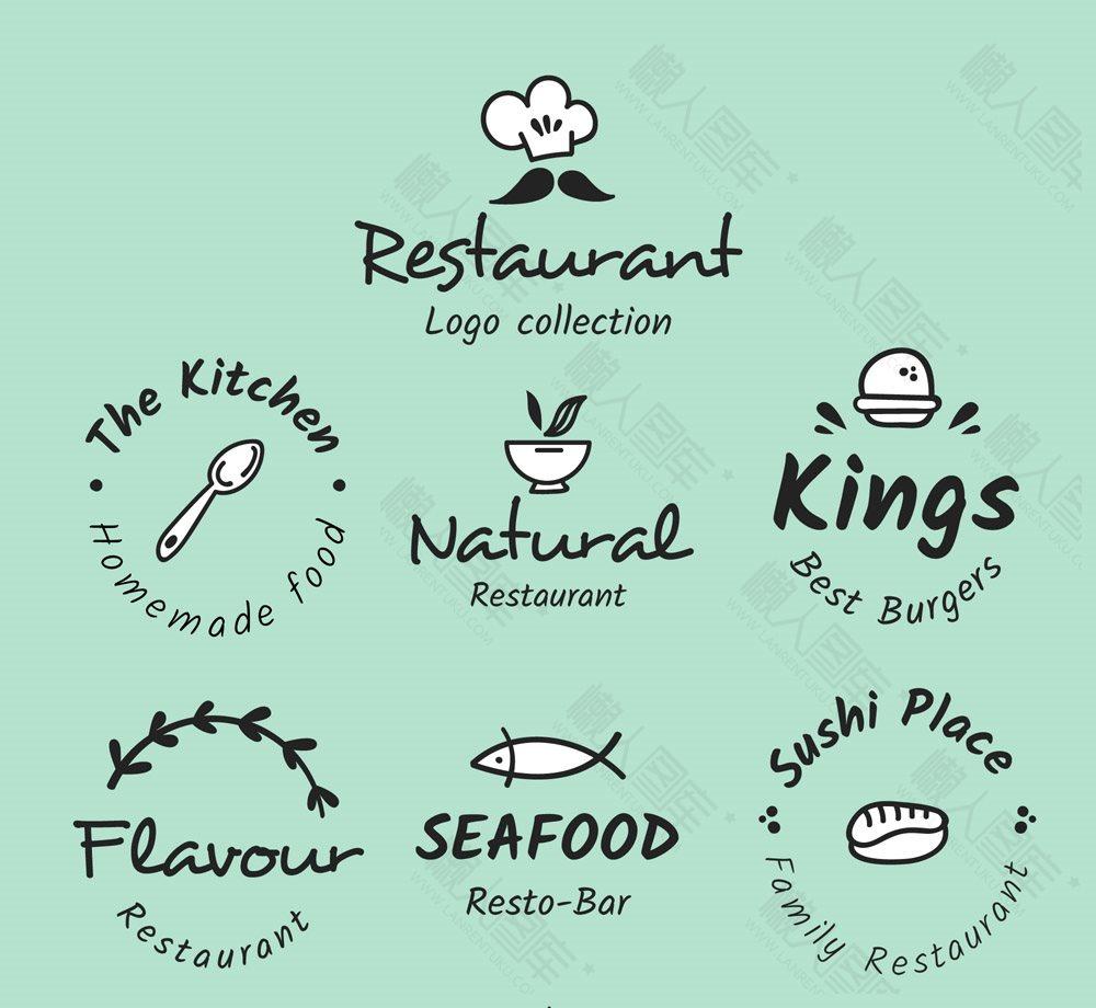 餐厅元素标志矢量图