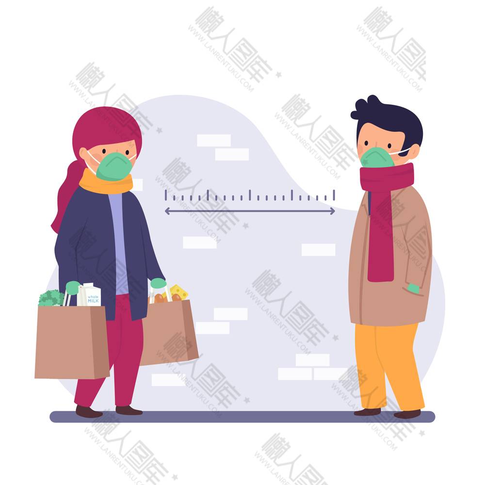 人物保持距离矢量图