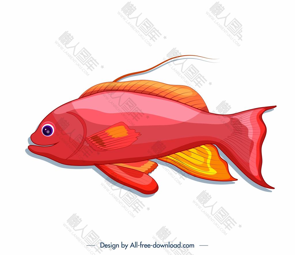 红色热带鱼矢量图