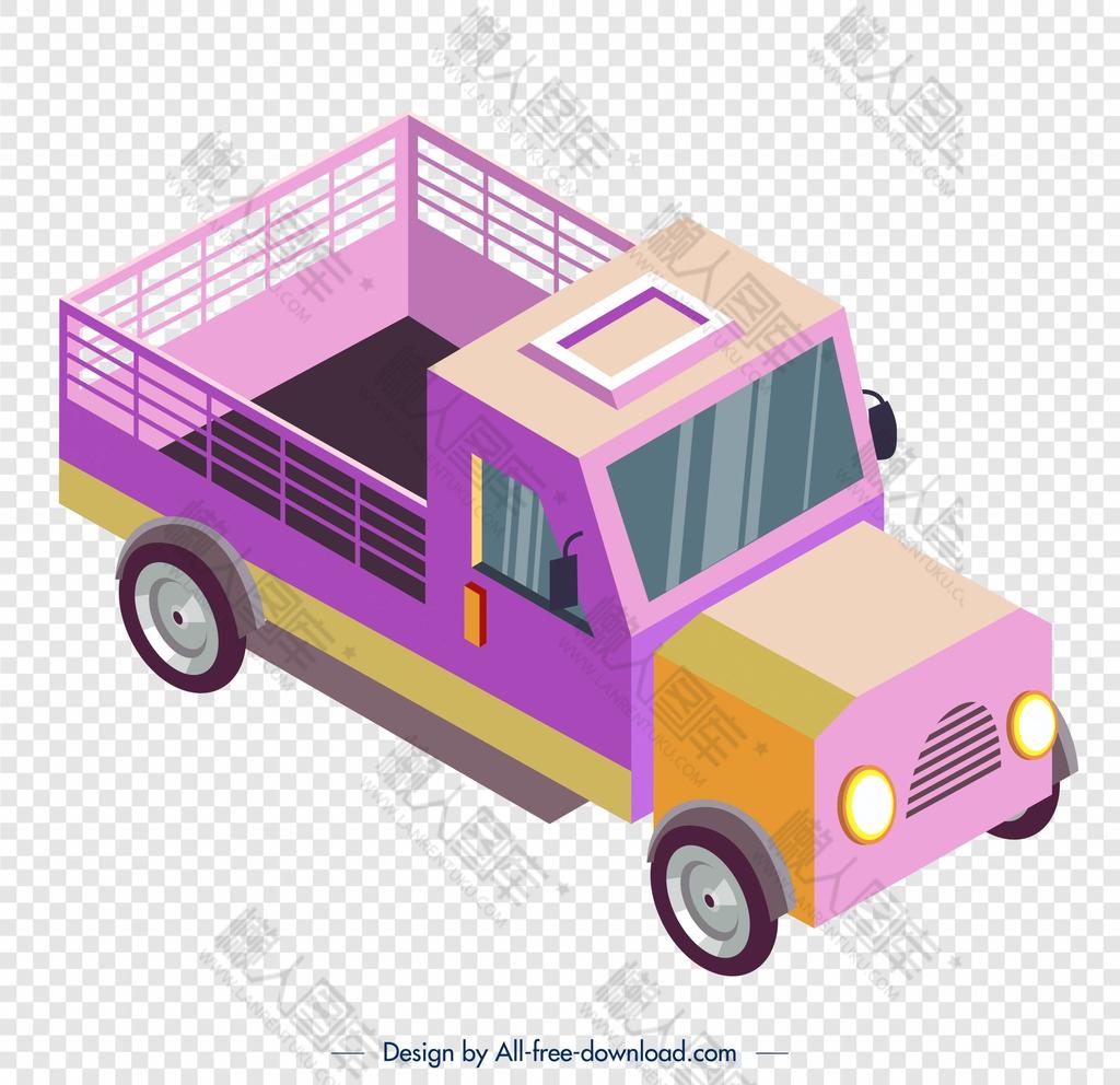 紫色卡车矢量图