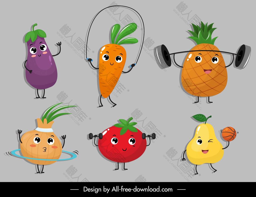 卡通水果健身图片