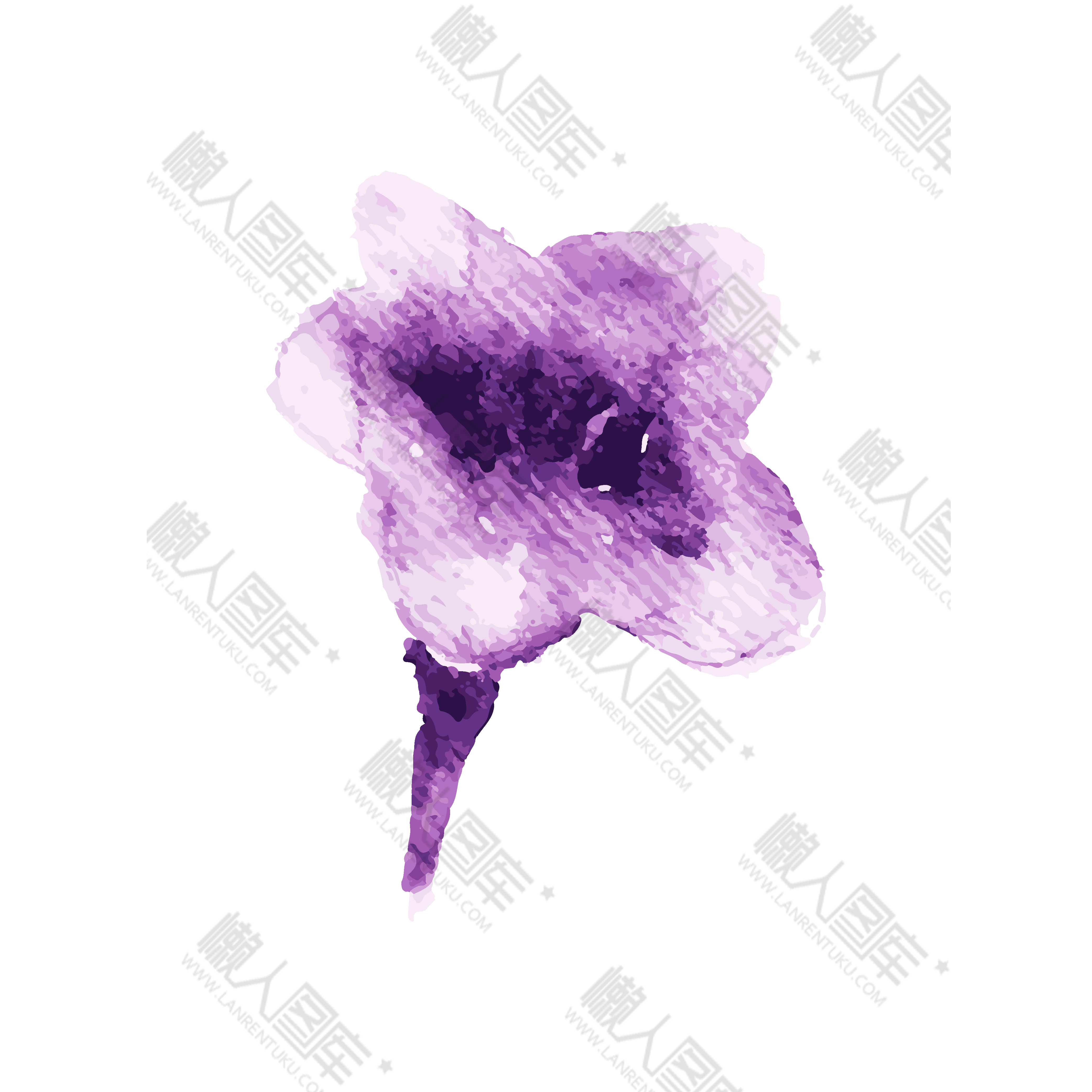 紫色水彩鲜花矢量图