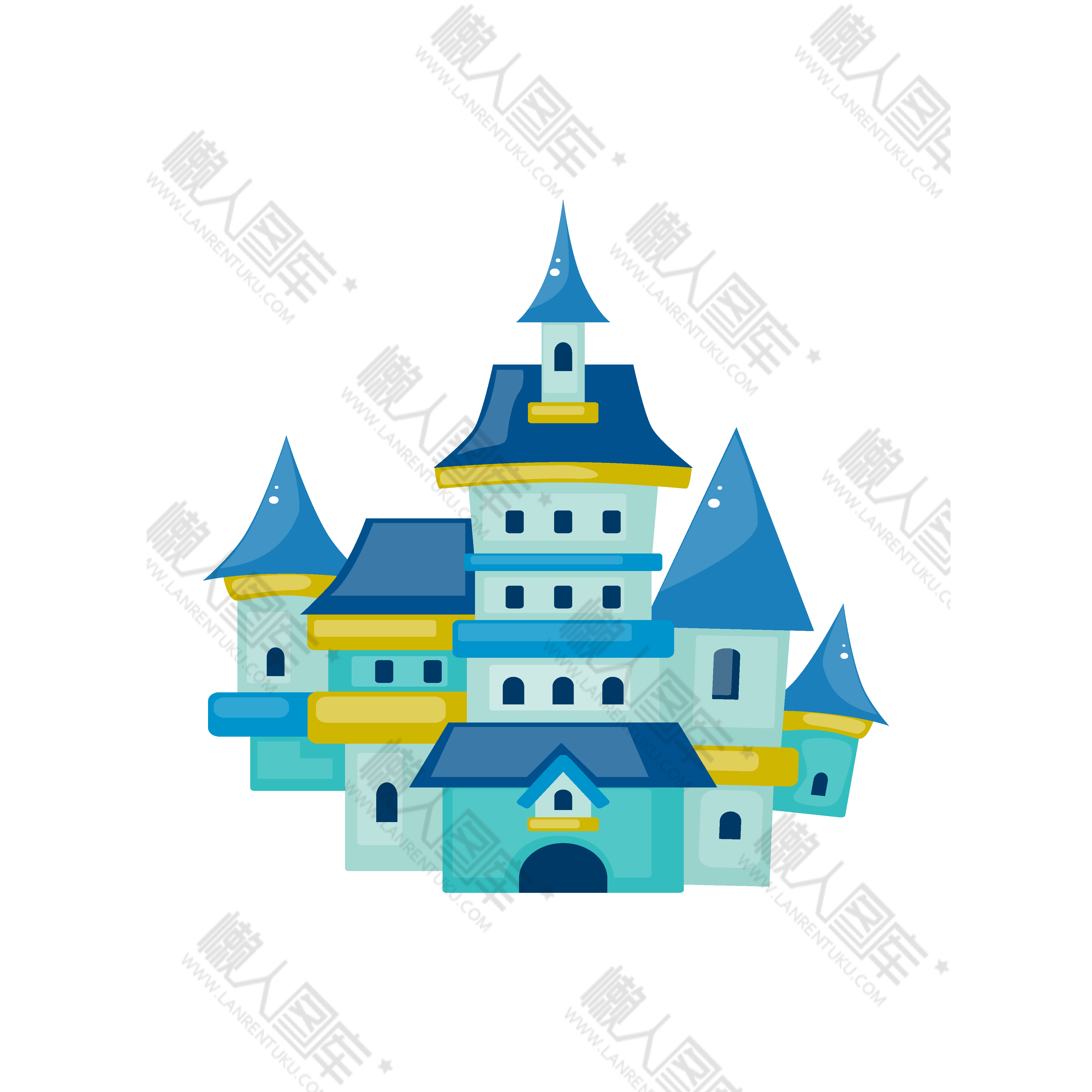 蓝色城堡矢量图